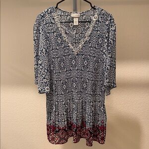 Catherine’s Navy and Burgundy Floral Tunic